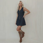 Women's Denim V-Neck Mini Dress