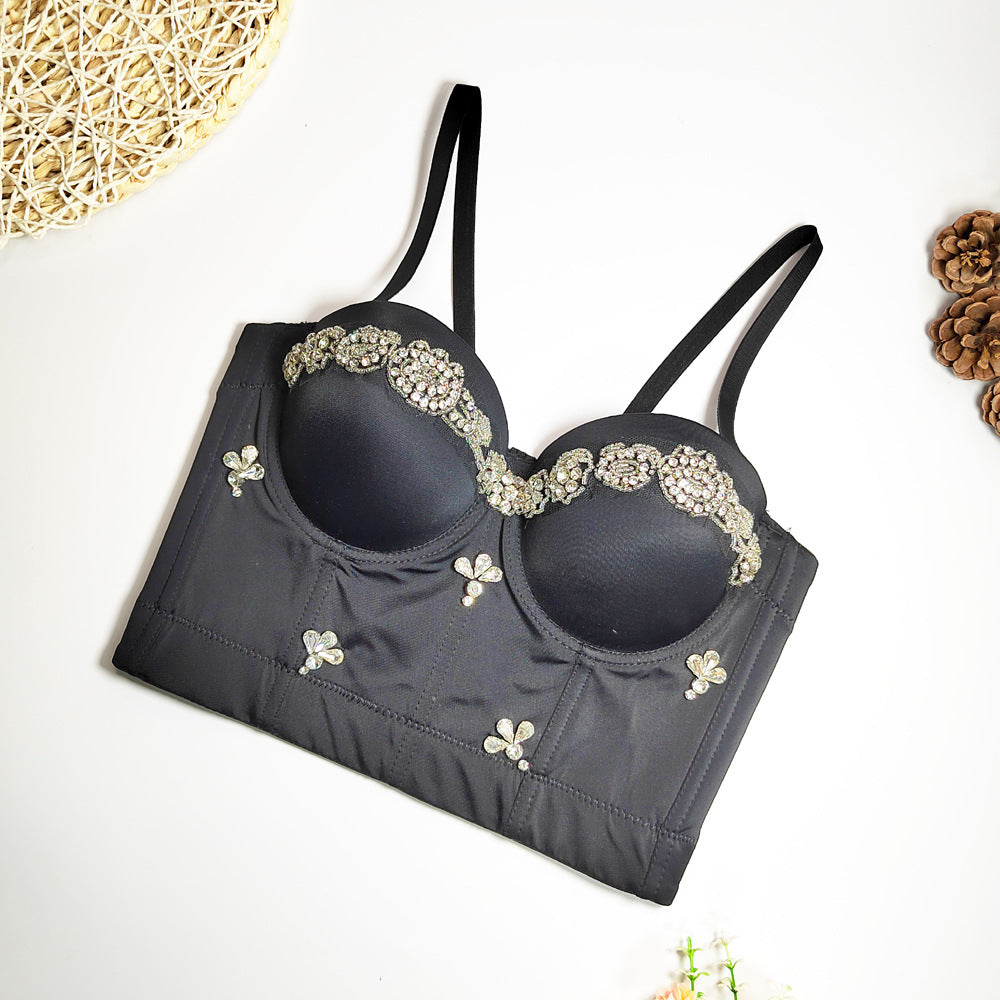 's Beaded Underwear Bare Back Adjustment Tube Top Nightclub Body