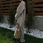 Striped Loose Long Sleeved Shirt Wide Leg
