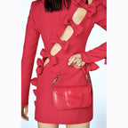 Women's Early Autumn Star Personality Asymmetric Hollow Out Cutout Bow Dress Small Dress