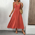Summer Sleeveless Sling Casual Pleated Dress