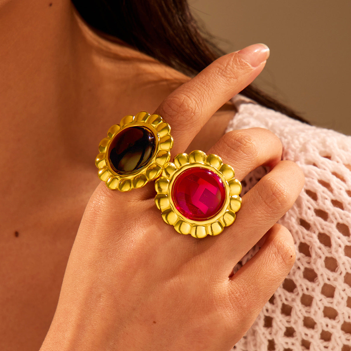 Agate Style Stainless Steel Ring