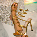 Women's 's Gold Stiletto Heel Sandals