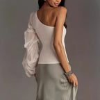Women's Asymmetric Mesh One-Shoulder Top