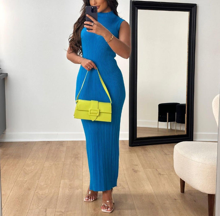 Casual Knitted Sleeveless Round Neck Dress