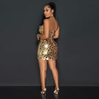 Women's Sweetheart Rhinestone Sequin Split Mini Dress