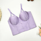 's Solid Color Milk Silk Pleated Chest Cup Small Sling Youth