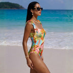 Women's Tropical Plant Floral Printing Seaside Vacation Swimsuit Women Two Piece Set Swimwear