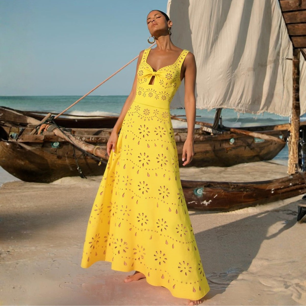 Bright Yellow One-piece Swimwear