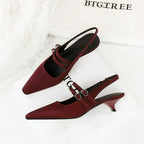 Women's Pointed-Toe Low-Heel Slingback Pumps