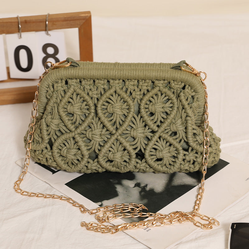 Cotton Thread Clip Mouth Rhombus Green