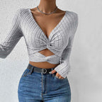 Women's Women's V Neck T Shirt Sneaky Design Cropped Slim Fit Crop