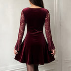 Women's Velvet Lace Mini Dress