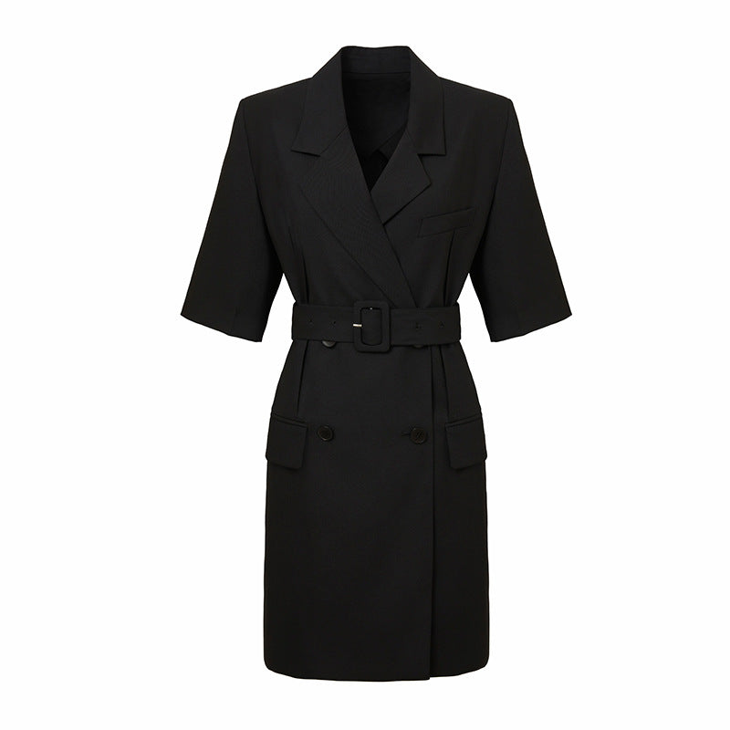 Women's Belted Collared Mini Dress