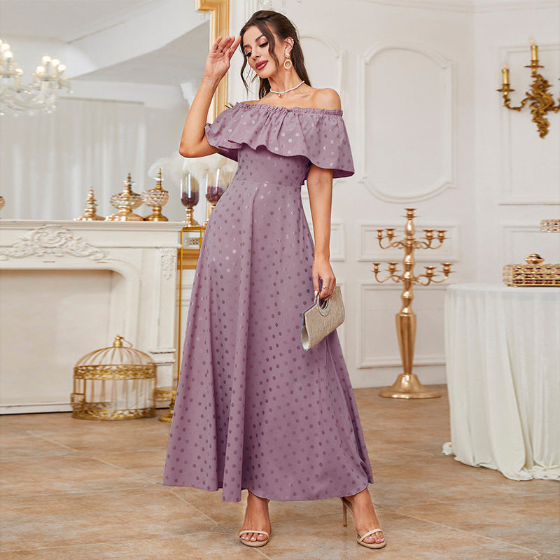 Off-Shoulder High Waist Printed Dress