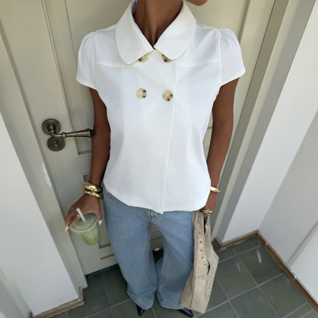 Women's Spicy Girl Elegant Button Short Sleeve Shirt T-Shirt
