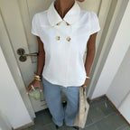 Women's Spicy Girl Elegant Button Short Sleeve Shirt T-Shirt