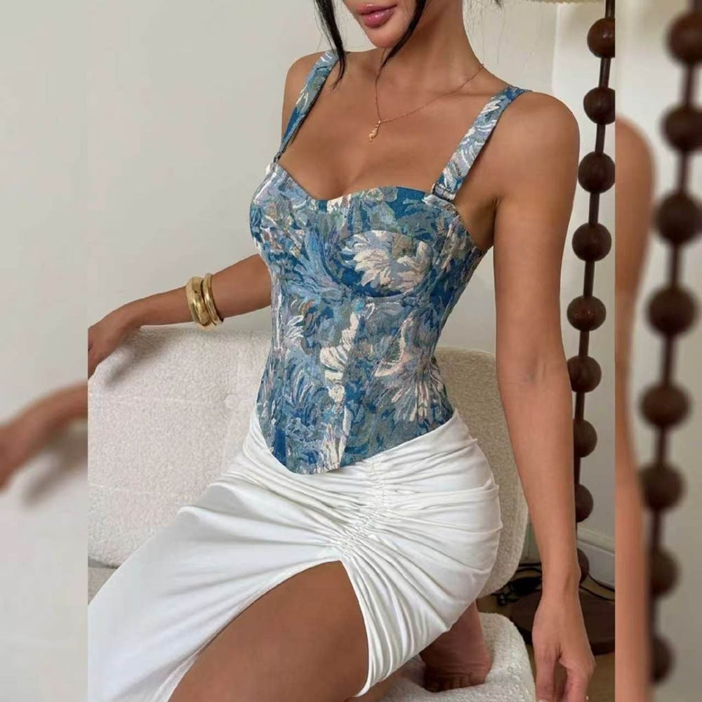 Women's French Jacquard Corset Top