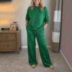 Women's Sequin Long-Sleeve Top & Trousers Set