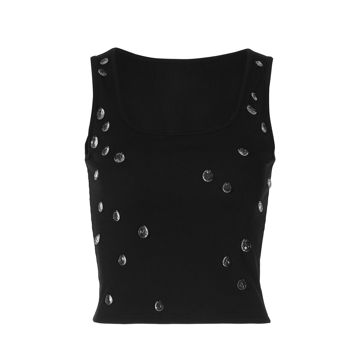 Women’s Rhinestone U Neck Crop Tank Top