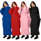 Plus Size Hooded Sweater Dress with Pockets