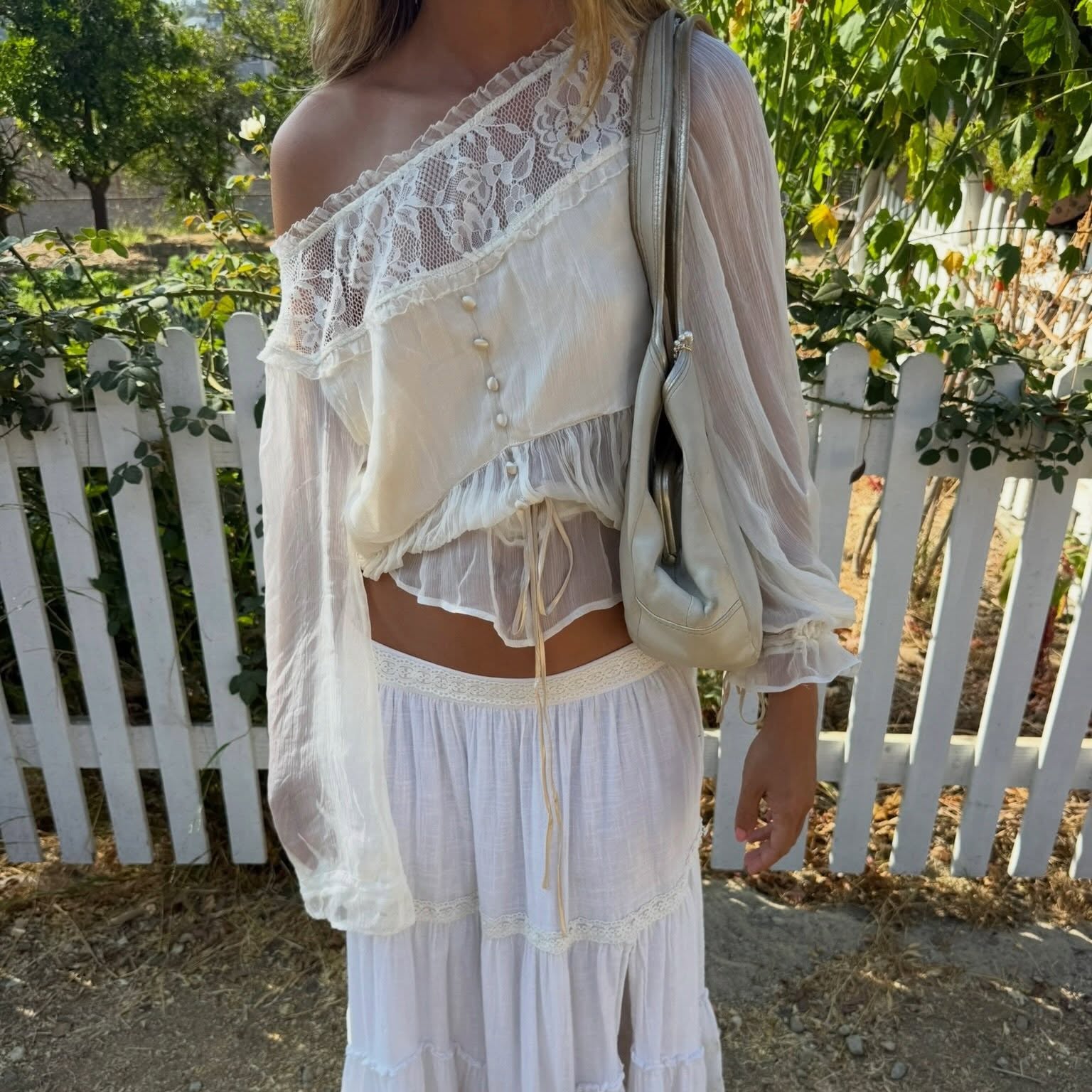 Women's Off-Shoulder Pleated Long-Sleeve Top