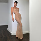 Sexy Tight High Waist Rhinestone Fishtail Dress Sling Dress