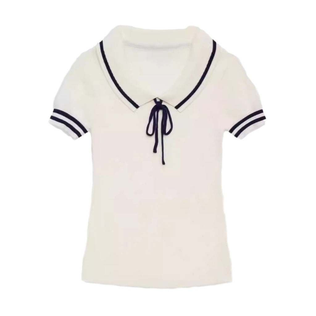 Women's Preppy Casual Summer Short Top and Skirt Two-Piece Set