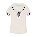Women's Preppy Casual Summer Short Top and Skirt Two-Piece Set