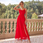 Women's Deep V-Neck Sleeveless Evening Maxi Dress