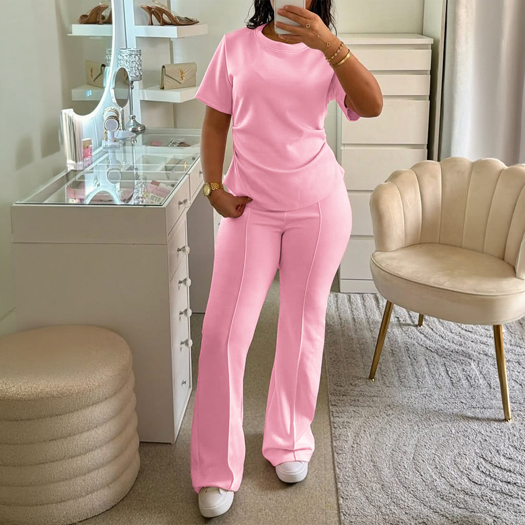 Women's Ruched Short-Sleeve Top & Shorts Set