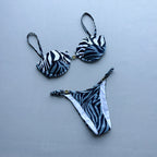 Rhinestone Animal Print Triangle Bikini Set