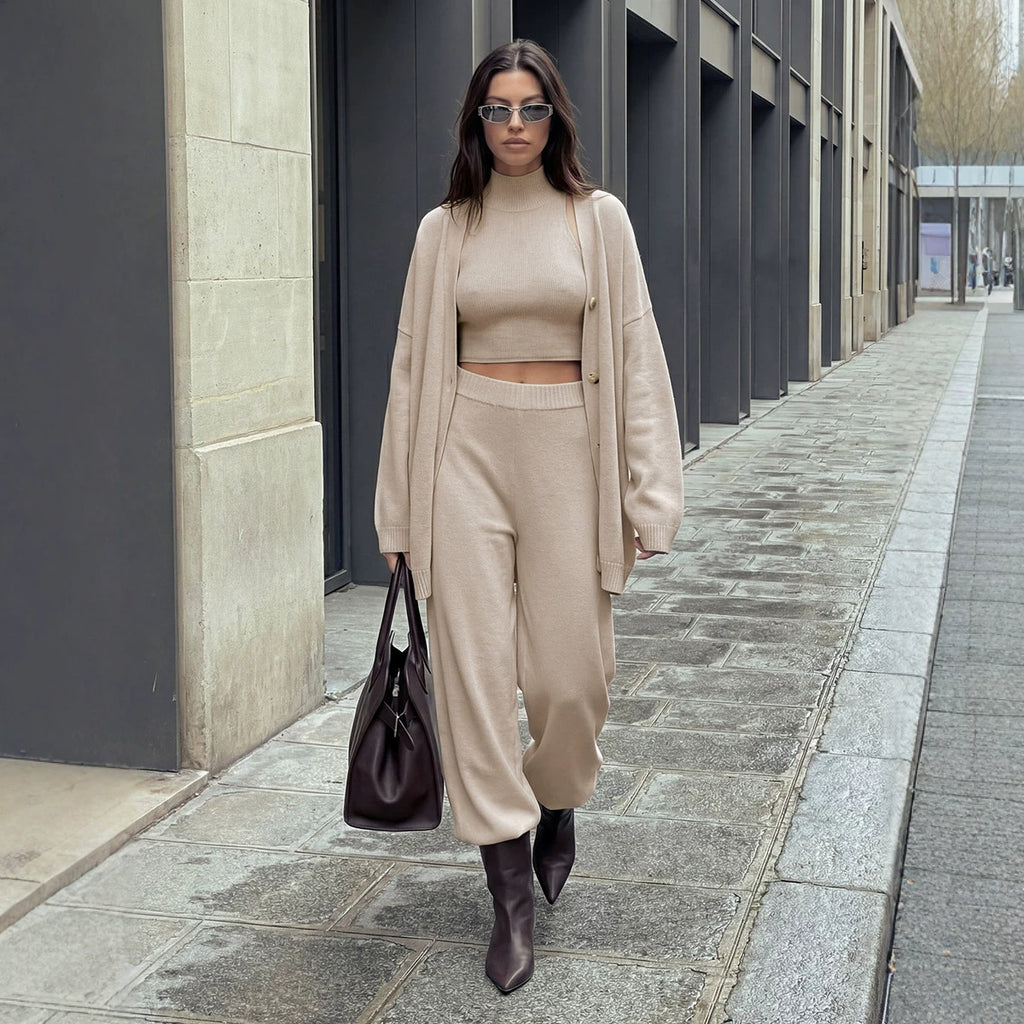 Women's Knit Vest & Wide-Leg Pants Set