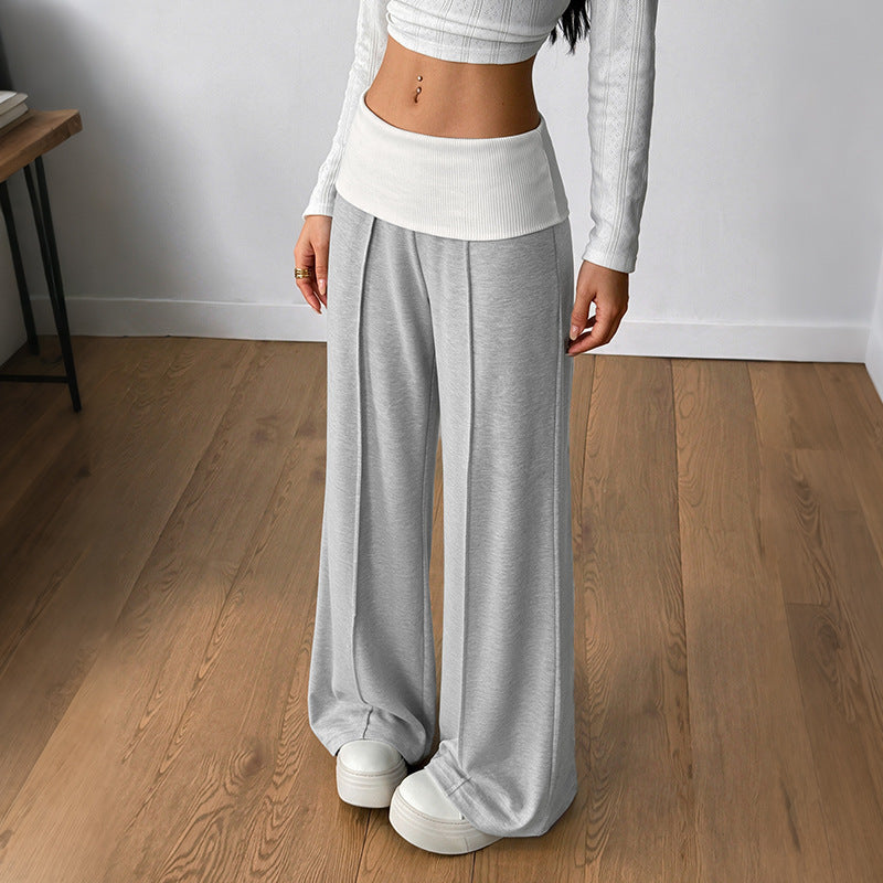 Women's Contrast-Color Wide-Leg Pants