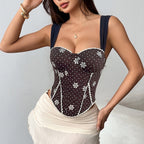 Women's Polka Dot Boned Corset Camisole