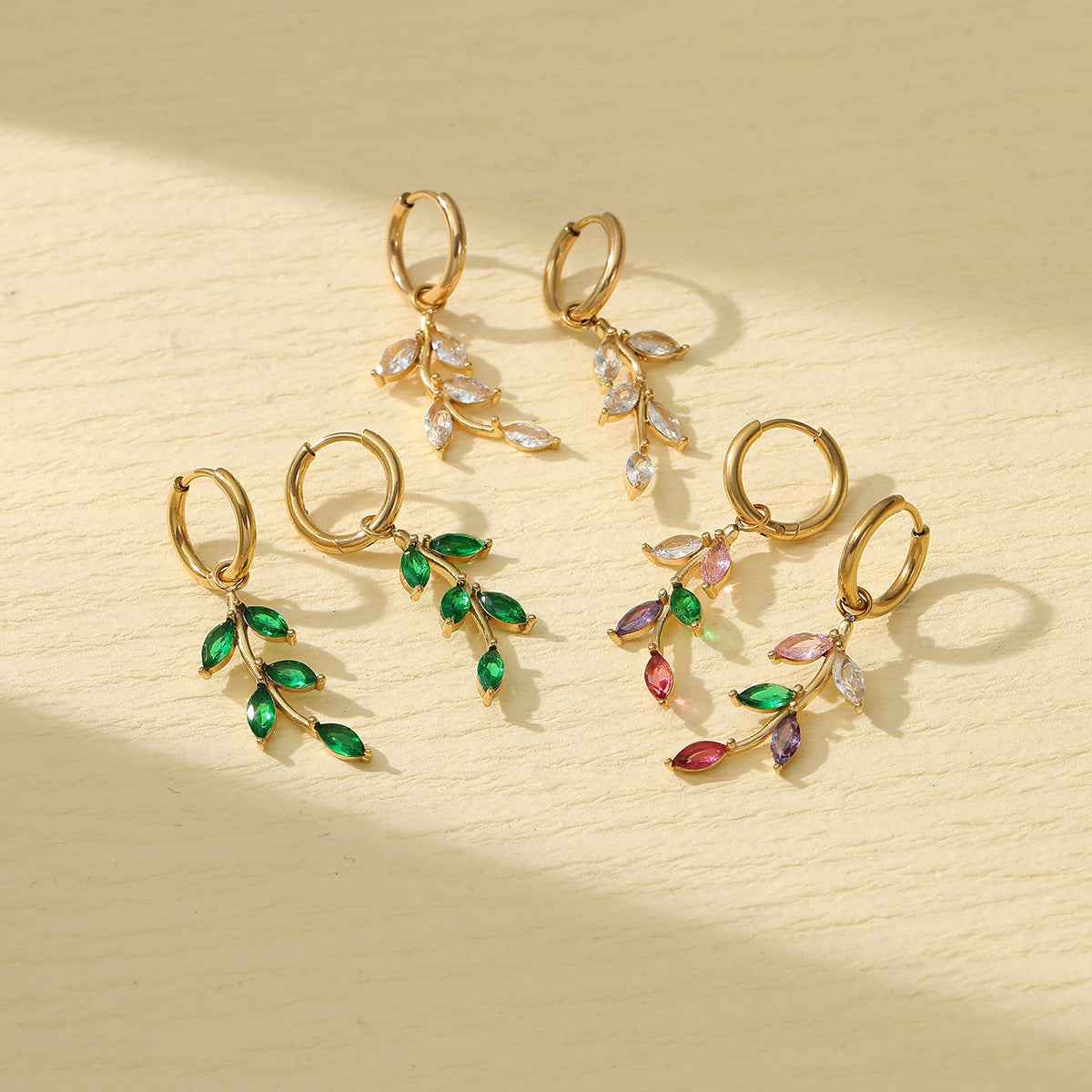 Petal Leaf Zircon Stud Earrings