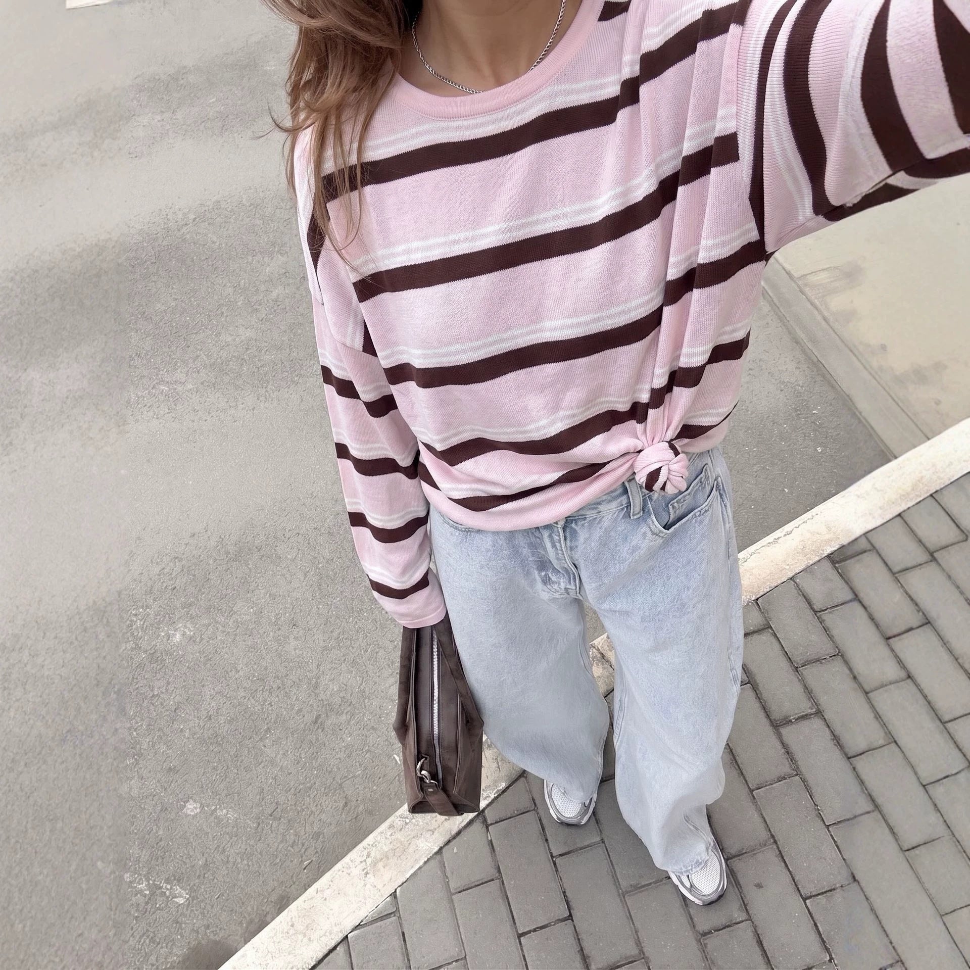 Women's Striped Tie-Detail Long Sleeve Blouse