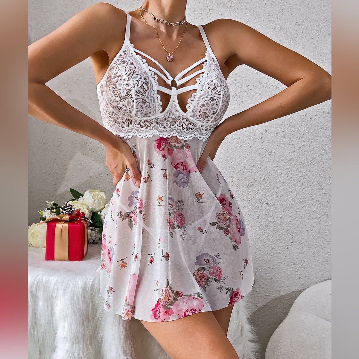 Elastic Printed Pajamas Lingerie