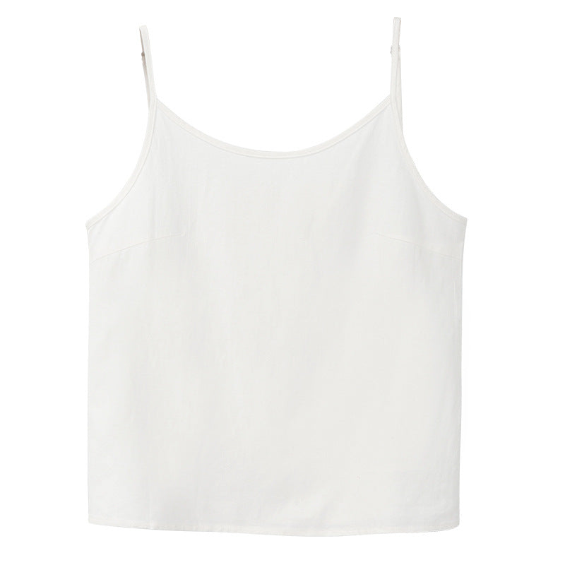 Women's Ramie Linen Round Neck Sleeveless Top