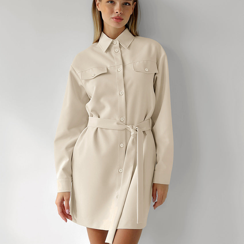 Women's Belted Collared Mini Dress