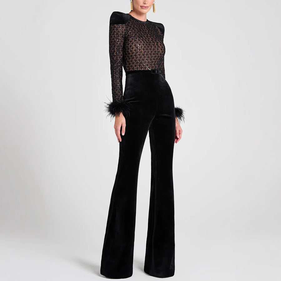 Women's Pleuche Patchwork Jumpsuit