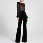 Women's Pleuche Patchwork Jumpsuit