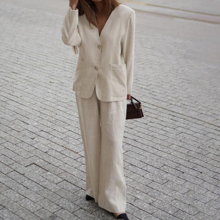 Cotton Linen V neck Baggy Coat High