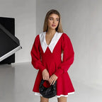Women's Spring Color-Block Button-Detail Dress