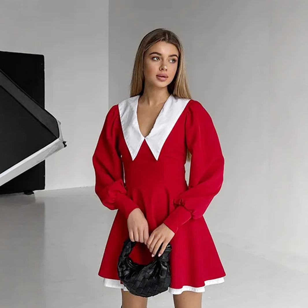 Women's Spring Color-Block Button-Detail Dress