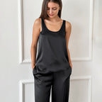Black Satin Pajamas Lingerie