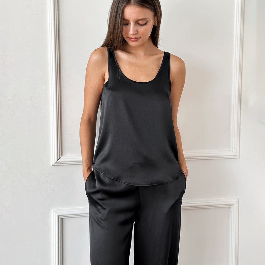 Black Satin Pajamas Lingerie