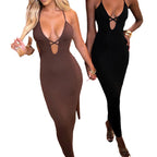 Tight Suspender Lace Up Backless Dress