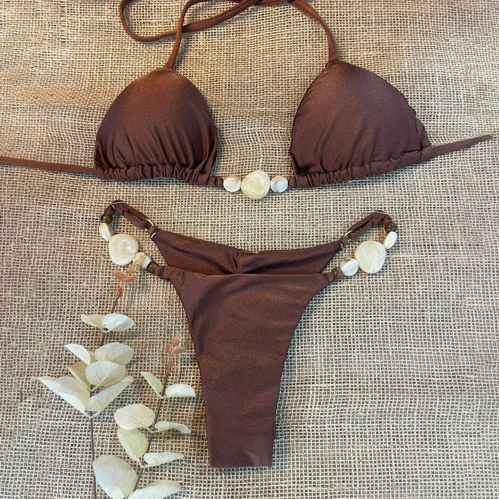 Solid Color Bikini Swimwear