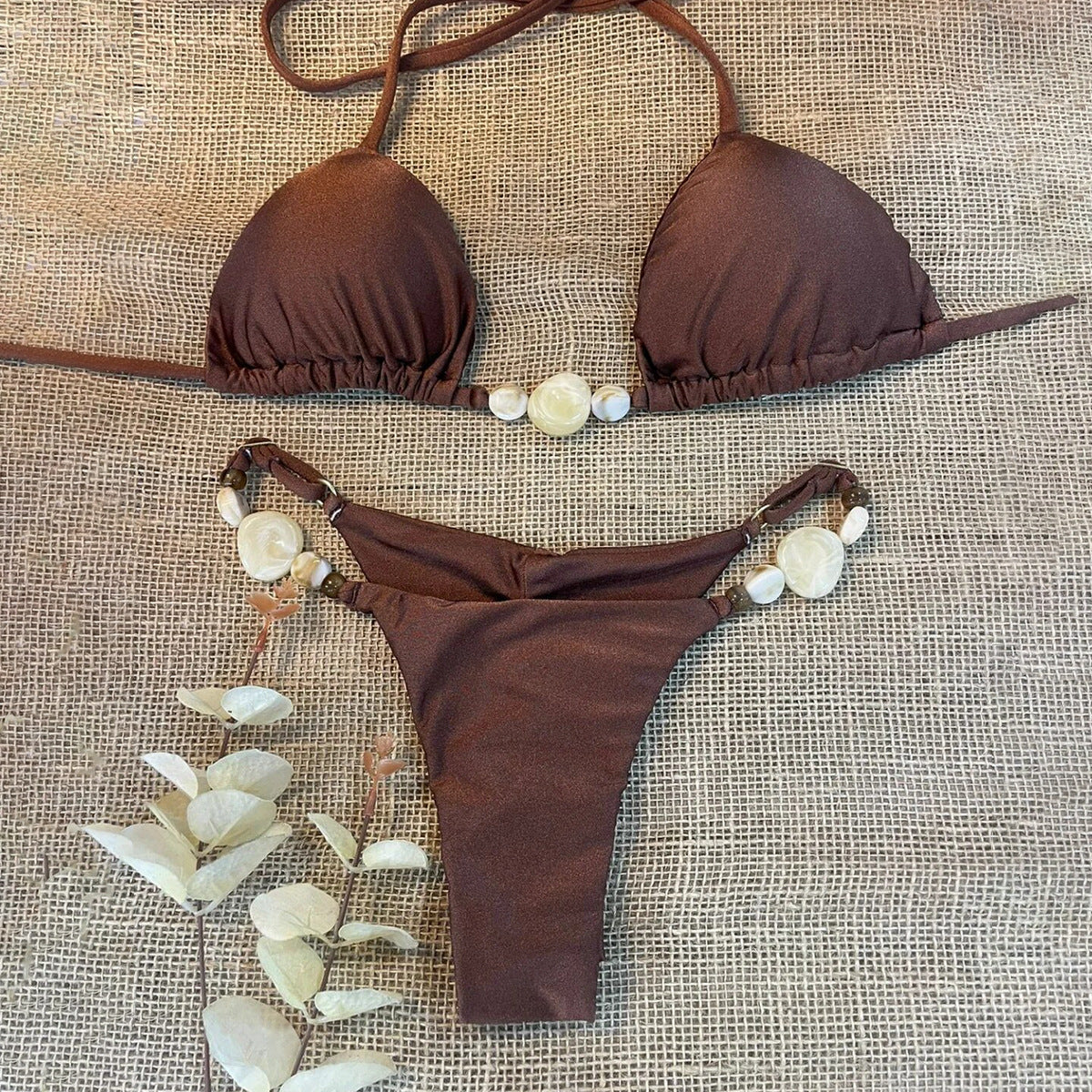 Solid Color Bikini Swimwear